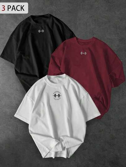 Sport MetroGents 3 st/set herrt-t-shirts med rund hals och kortärmade sporter