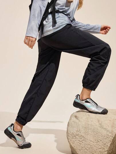 Exploreva 女士休闲纯色弹力腰户外运动裤慢跑裤，女士运动休闲裤，男士运动休闲慢跑裤