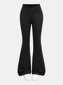 Girlism 青少年女孩紧身裤喇叭裤喇叭裤喇叭腿喇叭裤喇叭紧身裤喇叭运动裤 - 深灰色 - 查看 5