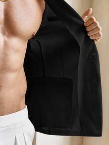 HIMLAND Áo khoác blazer nam phối ren, kiểu dáng thường ngày, đa năng, thích hợp đi làm, đi nghỉ mát, đi biển, làm quà tặng cho chồng/bạn trai, phong cách đơn giản, thời trang. - màu đen - Xem 8