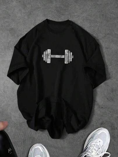 Sport MetroGents T-shirt de sport à manches courtes col rond imprimé minimaliste pour hommes