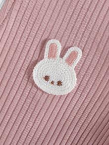 2pcs Baby Girls' Long Sleeve Jumpsuit Outfit, Soft & Comfortable Fabric, Cute Rabbit Print Pattern, Casual Style,Snug Fit Fall Winter - Multicolor - View 4