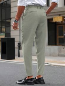 Calvornis Men's Casual Slim Fit Suit Pants, Office Wear Casual Suit Pants - Mint Green - View 2