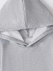 Sparklyn 2pcs/Set Casual Loose Fit Pink Hoodie Sweatshirt With Letter Print + Black Leggings, Teen GirlAutumn Outfit Fall Winter - Grey - View 5