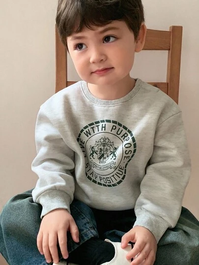 DAZY 幼儿男童圆领印花休闲长袖韩版卫衣，秋冬