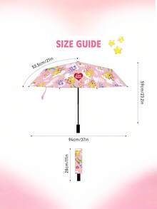 SHEIN X Care Bears 1 chiếc Gấu hoạt hình vui vẻ, Gấu may mắn, Gấu Funshine, Gấu chia sẻ, Ô in hình gấu Love-A-Lot, Chống tia UV, Thích hợp cho trường học, công sở, sử dụng ngoài trời và hàng ngày, Được thiết kế cho sinh viên đại học, học sinh trung học và phụ nữ - Hồng - Xem 4