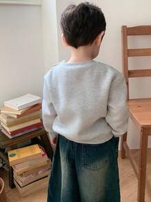 DAZY Toddler Boys' Round Neck Printed Casual Long Sleeve Korean Style Sweatshirt, Autumn/Winter - Grey - View 2