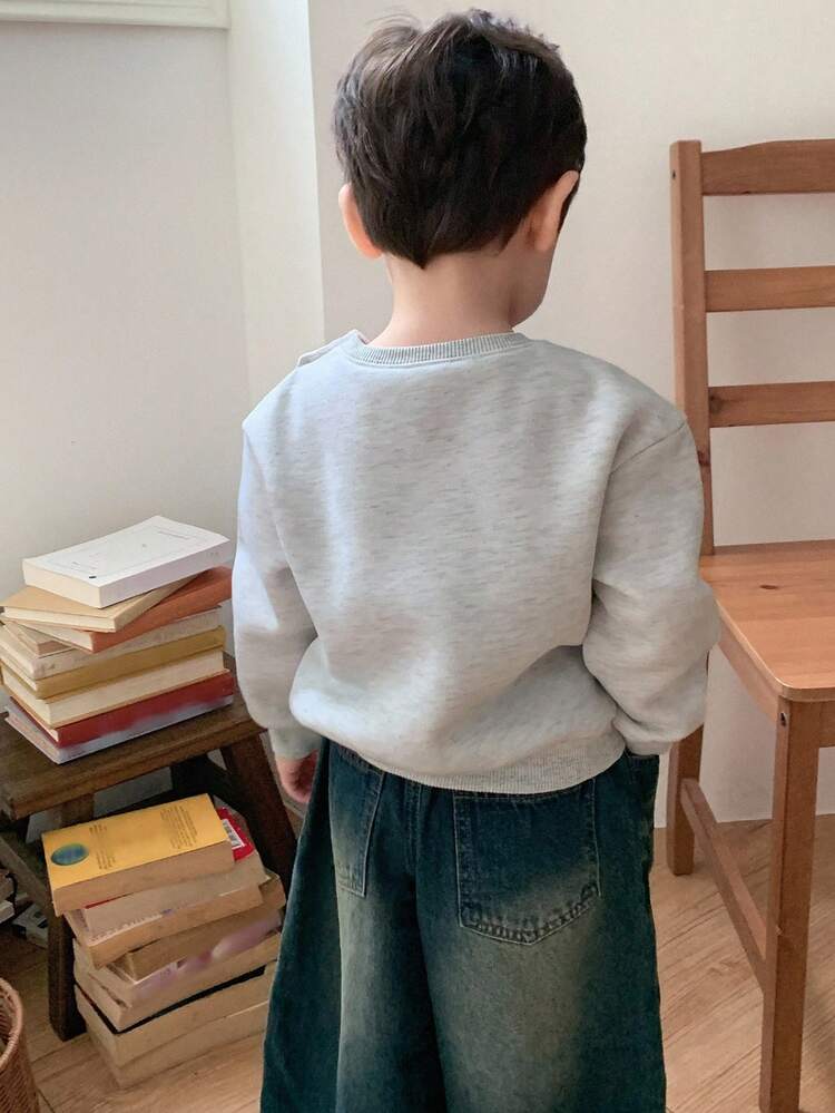 Toddler Boys' Round Neck Printed Casual Long Sleeve Korean Style Sweatshirt, Autumn/Winter