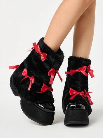 Kawaii Women's Platform Wedge Heel Cute Street Style Campus Mid-Calf Boots