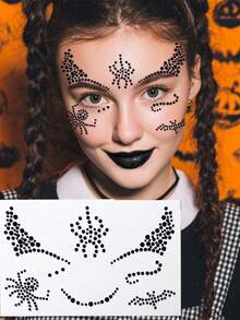 ROMWE Goth Brillo y gemas faciales - Negro - Ver 4
