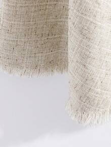 Modelyn 女士高腰毛边下摆优雅通勤裙 - 卡其色 - 查看 3