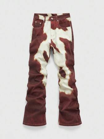 Street Life Jeans casuales de pierna acampanada con pliegues y efecto tie-dye para hombres