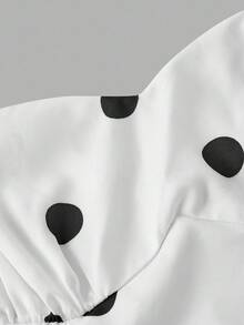 SHEIN MOD 女士优雅复古波尔卡圆点吊带蕾丝边中长连衣裙 - 黑與白 - 查看 3