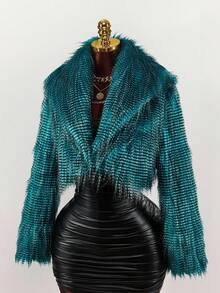 Amplova 女士时尚人造毛皮长袖夹克 - 彩色 - 查看 5