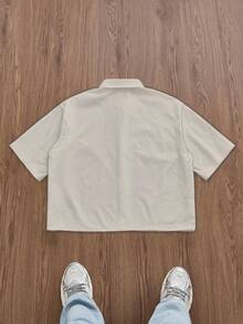 Manfinity ZONE917 Men's Boxy Cropped Renaissance David Statue Print Short Sleeve Shirt