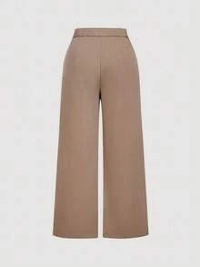 SHEIN MOD Bộ 2 món áo khoác vest và quần dài thanh lịch mặc hàng ngày cỡ lớn - Màu Khaki - Xem 6