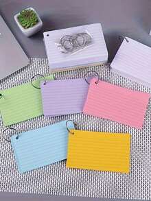 SHEIN 1000 Pezzi Chiluxendo Bristol Flash Cards, Schede A8 Perforate, Fogli di Tracciamento Flashcard, Schede di Revisione, con 10 Anelli di Rilegatura per Note di Studio a Scuola, in Ufficio e a Casa (10 Colori), Forniture Scolastiche, Ritorno a Scuola
