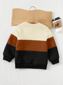 Cozy Pixies Felpa girocollo a maniche lunghe con colori a contrasto per bambino, versatile e confortevole in autunno/inverno