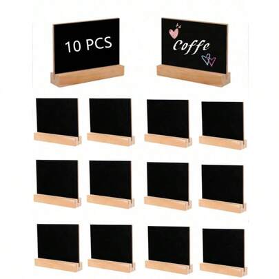 SHEIN 1/5/10pcs-Mini Chalkboard Signboards With Stand, With Stand Place Cards, Small Chalkboards For Table Decorations, Weddings, Birthday Parties, Table Numbers, Food Labels, Message Board Signs And Event Decorations, Restaurant Food Display, Message Boards, Small Business, Wedding, Banquet, Coffee Shop,Open Bar Sigs With Holder Valentine's Day Decoration Blackboard Decoration Home Party Hotel Bar Writing Board Double Sided Blackboard Message Board Christmas