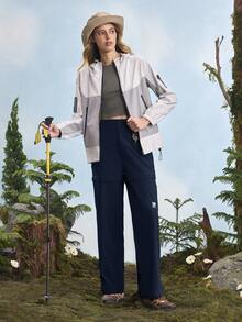 In My Nature 女式休闲直筒工装裤，带口袋，百搭时尚 - 藏蓝色 - 查看 9