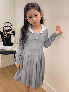 DAZY 女童针织毛衣连衣裙 - 灰色 - 查看 4