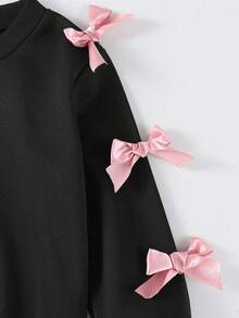 Sparklyn 2件套女童休闲时尚粉色蝴蝶结黑色上衣和粉色裤子运动服套装 - 彩色 - 查看 5