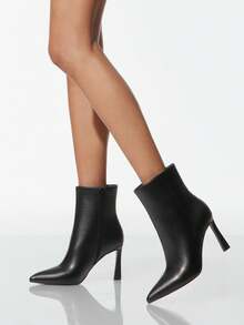 SHUZIA Women's Perfectly Pointed Toe, Vintage-Inspired Seaming & Side Zipper Kitten Heel Ankle Booties For Christmas