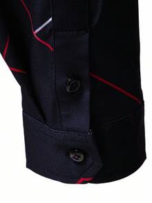 Manfinity Mode Navy Blue Patterned Casual Dress Shirt, Suitable For Daily Wear, Boyfriend Gift, Business Casual, Fall