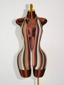 Amplova Bộ đồ liền thân hở lưng cổ chữ V sâu gợi cảm phong cách Bohemian mùa hè dành cho nữ - Nhiều màu - Xem 5