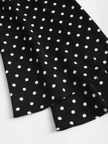 Sweetra New Autumn/Winter French Elegant Fashion Polka Dot Shoulder Bowknot Waist Slimming Casual Commute Versatile Bell Sleeve Women Blouse - Black - View 3