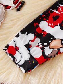 2pcs Kids Christmas Graffiti Print Long Sleeve Pajama Set, Snug Fit Sleepwear For Parties, Holidays, Home Wear Fall Winter - Multicolor - View 4