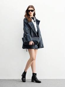 CUCCOO BIZCHIC Damen Mode Ankle Boots, Quadratische Zehenkappe Plateau-Absatz Design, Schwarze Elastische Ankle Boots, Rückverschluss Minimalistisches Design, Vielseitig für Röcke, Jeans, Mäntel, Geeignet für Herbst/Winter Outfits, Modeschauen, Pendeln, Stilvolle Damen Stiefeletten - Schwarz - Übersicht 3