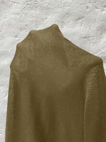 Vionelle 大码女式纯色长袖休闲开襟针织衫，秋季绿色开衫 - 橄欖綠 - 查看 7