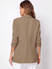 SHEIN Clasi Women's Solid Color Shawl Neck Casual Raglan Sleeve Woven Blazer Autumn Winter Clothes For Women - Camel - View 2