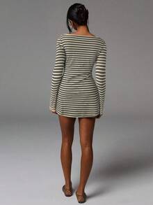Athîral Women's Striped Long Sleeve Mini Dress - Apricot - View 2