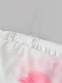 SHEIN 青少年女孩2件套，黑白配色，夏季Y2K風格，茶會優雅花卉網紗露肩喇叭長袖短版上衣搭配純黑長褲套裝 - 白色 - 查看 10