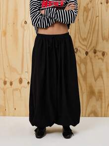 COUREZ Low Rise Extreme Parachute Pants With Elasticated Waist /Y2K Going Out Spring Gothic Club Sexy - Black - View 4