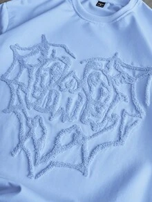 PAVTROS 男士街头风流行INS同款天使丘比特印花刺绣爱心图案T恤，户外音乐节，夜店酒吧，男友/老公礼物，周年纪念礼物 - 彩色 - 查看 2