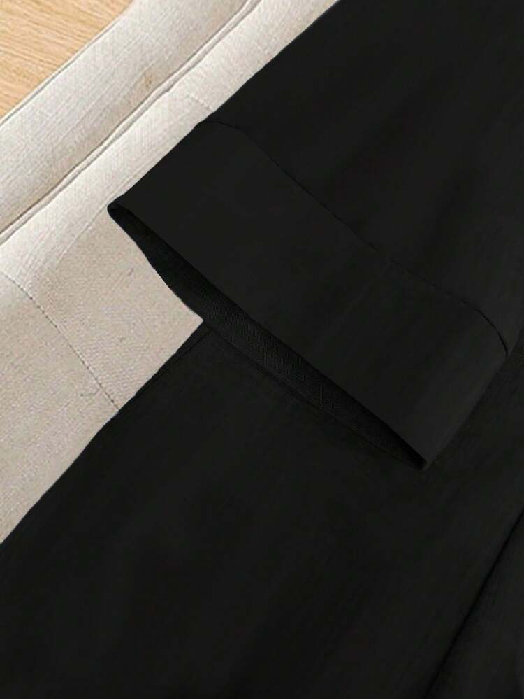 GlowEve CURVE Plus Size Women Solid Color Lapel Neck Long Sleeve Casual Blazer Winter Fall Autumn - Black - View 3