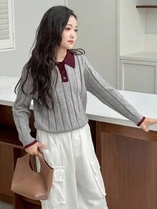 Dazy Kids 青少年女孩日常休闲毛衣，秋季 - 灰色 - 查看 4