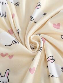 2pcs Baby Girls' Long Sleeve Jumpsuit Outfit, Soft & Comfortable Fabric, Cute Rabbit Print Pattern, Casual Style,Snug Fit Fall Winter - Multicolor - View 3