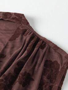 EMERY ROSE 休闲百搭褶皱修身无袖女式上衣 - 紫紅色 - 查看 3