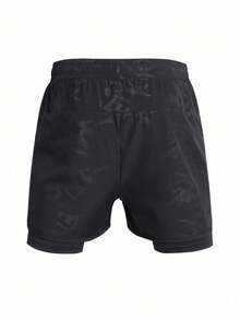 Gym Rark Men's Letter & Graphic Print Drawstring Waist Summer Sports Shorts,Black Running Athletic Gym Shorts - Black - View 2