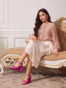 CUCCOO TILAWA 女式尖头铆钉高跟凉鞋 - 玫紅色 - 查看 2