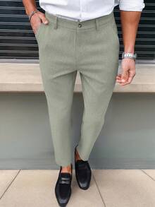 Calvornis Men's Casual Slim Fit Suit Pants, Office Wear Casual Suit Pants - Mint Green - View 4