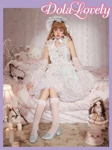 Dola Lovely 女士时尚蝴蝶结装饰高跟鞋 - 淺藍色 - 查看 3