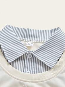 1 件男童休闲运动衫，仿衬衫领，带熊图案，长袖 - 黃色 - 查看 4