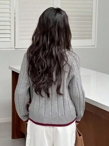 Dazy Kids 青少年女孩日常休闲毛衣，秋季 - 灰色 - 查看 2