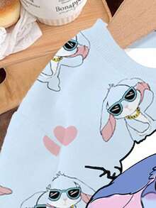 Young Boy Casual Fashionable Cute Cartoon Blue Rabbit Design Letter Slogan Print Pullover Sweatshirt - Multicolor - View 4