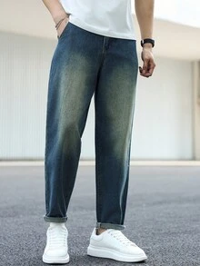 Manfinity Homme Men's Casual Distressed Tapered Leg Pants - Blue - View 5